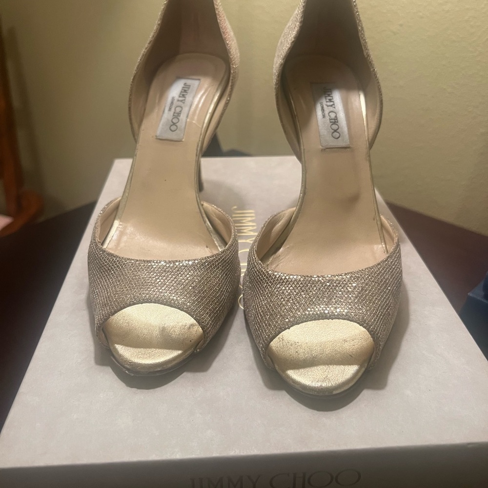 Jimmy Choo Gold Heels with box - Picture 4 of 12